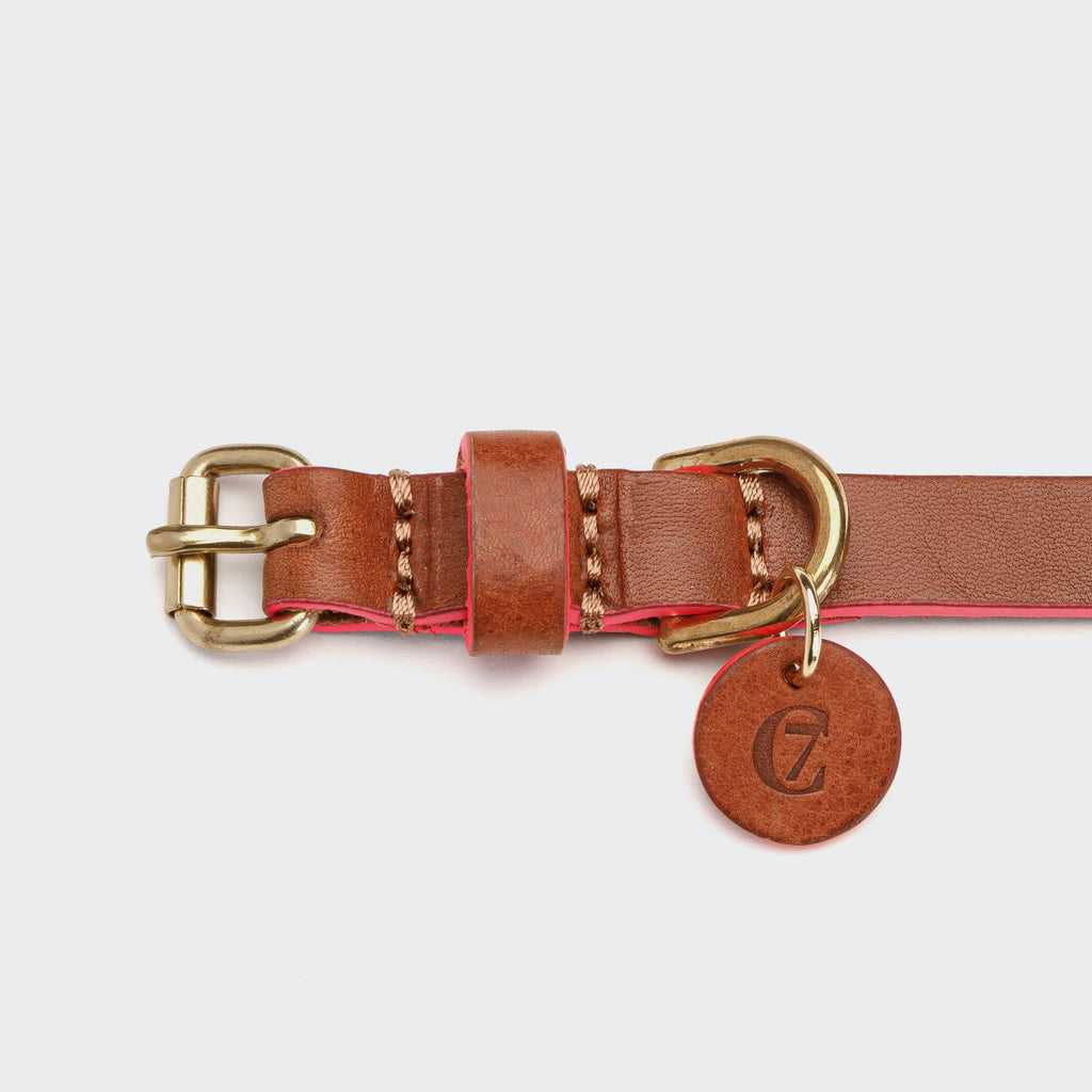 Dog Collar Prince Park Cognac/Pink product image