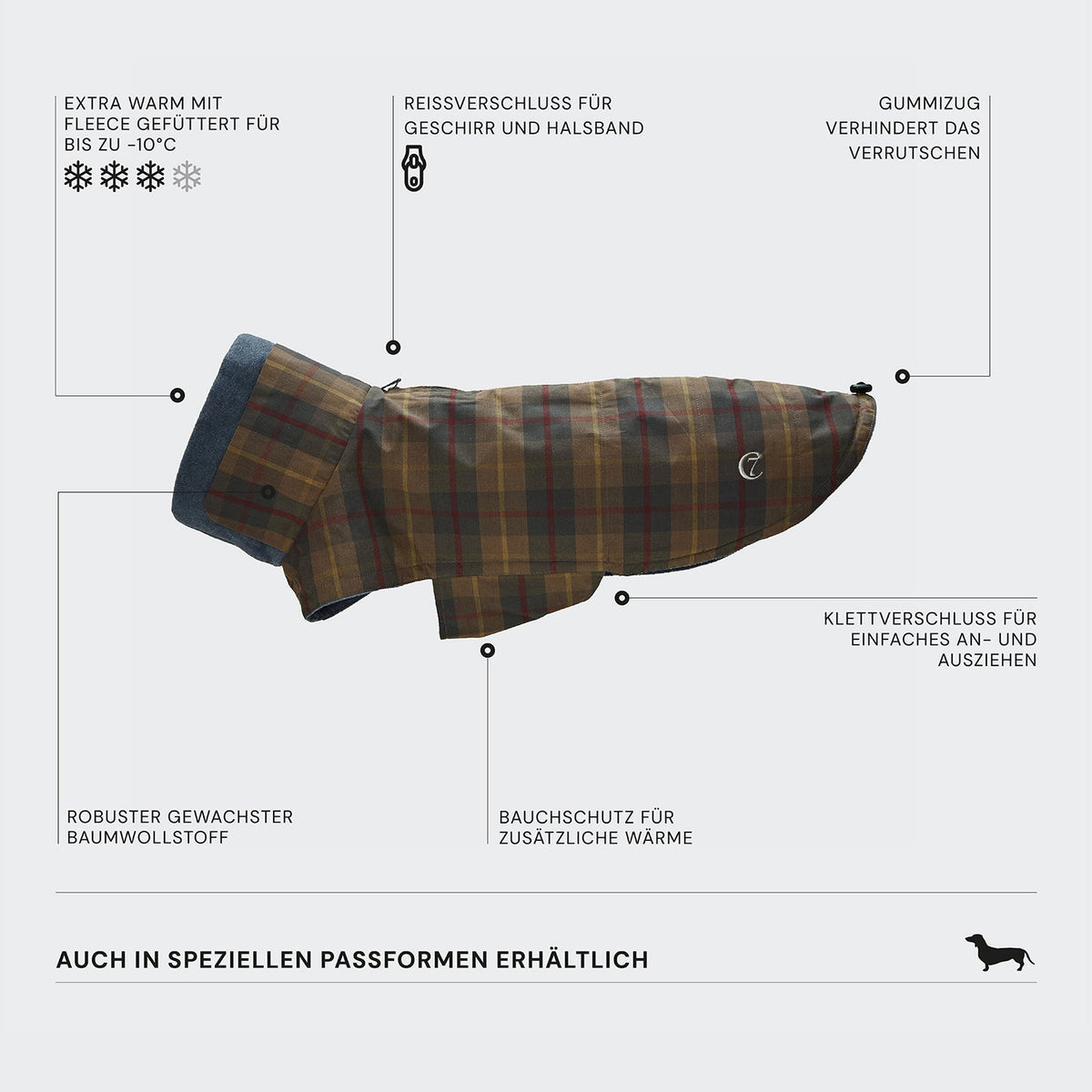 Dachshund Coat Brooklyn Waxed Tartan product image