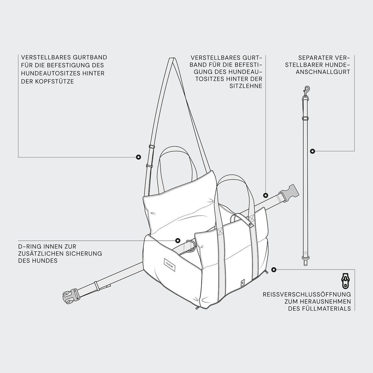 Portable Dog Car Seat Getaway Light Graphite product image