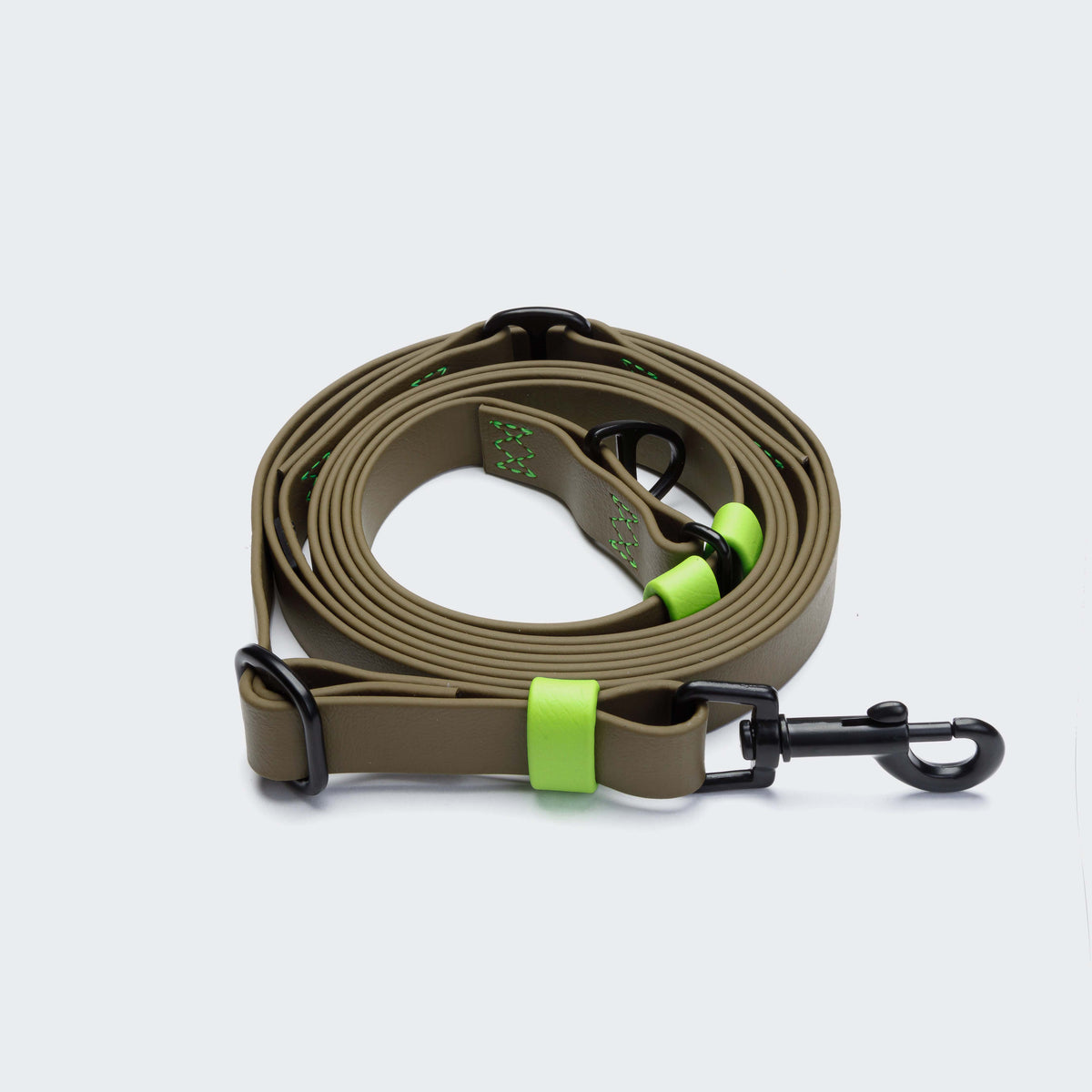 Hands Free Dog Leash BioThane Ipanema Olive-Neon Green product image