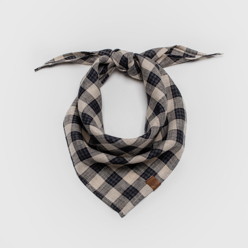 Dog Bandana Check Dark Blue - Beige product image