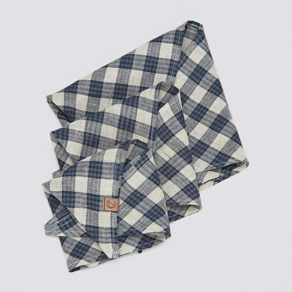 Dog Bandana Check Dark Blue - Beige product image