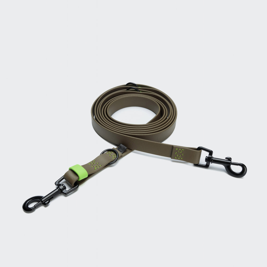 Adjustable Dog Leash BioThane Ipanema Olive-Neon Green product image