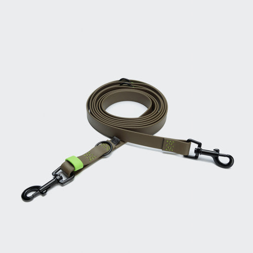 Adjustable Dog Leash BioThane Ipanema Olive-Neon Green product image