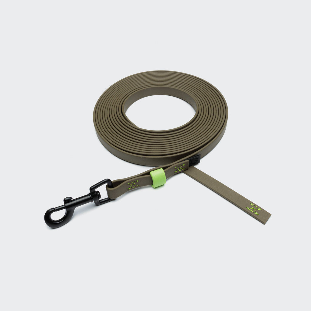 Long Line Dog Leash BioThane Ipanema Olive-Neongreen product image